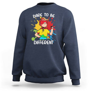 Autism Acceptance Sweatshirt Dare To Be Different Love Support Autistic Boys TS02 Navy Printyourwear