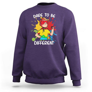 Autism Acceptance Sweatshirt Dare To Be Different Love Support Autistic Boys TS02 Purple Printyourwear