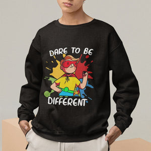 Autism Acceptance Sweatshirt Dare To Be Different Love Support Autistic Boys TS02 Printyourwear