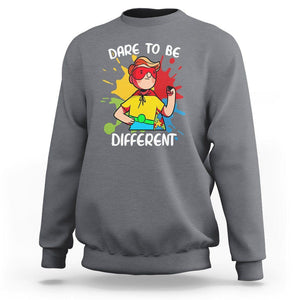 Autism Acceptance Sweatshirt Dare To Be Different Love Support Autistic Boys TS02 Charcoal Printyourwear