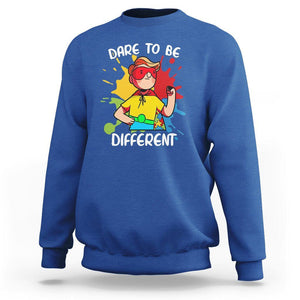 Autism Acceptance Sweatshirt Dare To Be Different Love Support Autistic Boys TS02 Royal Blue Printyourwear