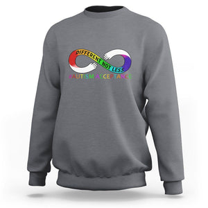 Autism Acceptance Sweatshirt Different Not Less Spectrum Rainbow Infinity TS02 Charcoal Printyourwear