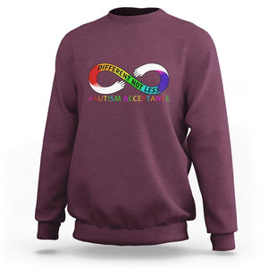 Autism Acceptance Sweatshirt Different Not Less Spectrum Rainbow Infinity TS02 Maroon Printyourwear