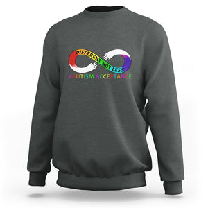 Autism Acceptance Sweatshirt Different Not Less Spectrum Rainbow Infinity TS02 Dark Heather Printyourwear