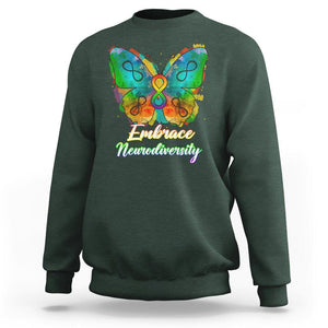 Autism Acceptance Sweatshirt Embrace Neurodiversity Rainbow Spectrum TS02 Dark Forest Green Printyourwear