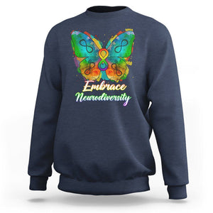 Autism Acceptance Sweatshirt Embrace Neurodiversity Rainbow Spectrum TS02 Navy Printyourwear