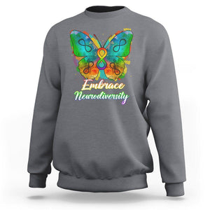 Autism Acceptance Sweatshirt Embrace Neurodiversity Rainbow Spectrum TS02 Charcoal Printyourwear