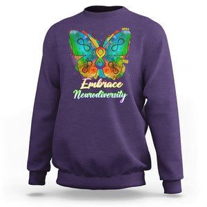 Autism Acceptance Sweatshirt Embrace Neurodiversity Rainbow Spectrum TS02 Purple Printyourwear