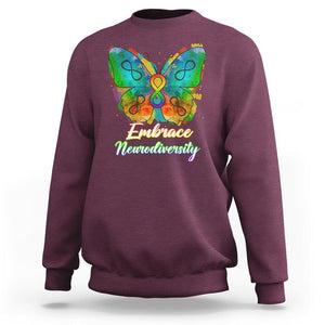 Autism Acceptance Sweatshirt Embrace Neurodiversity Rainbow Spectrum TS02 Maroon Printyourwear