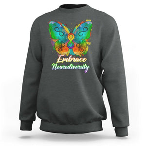 Autism Acceptance Sweatshirt Embrace Neurodiversity Rainbow Spectrum TS02 Dark Heather Printyourwear