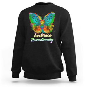 Autism Acceptance Sweatshirt Embrace Neurodiversity Rainbow Spectrum TS02 Black Printyourwear