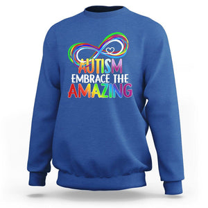 Autism Acceptance Sweatshirt Embrace The Amazing Spectrum Rainbow Infinity Symbol TS02 Royal Blue Printyourwear