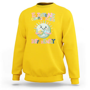 Autism Acceptance Sweatshirt Everyone Communicates Differently Embrace Autism Be Kind TS01 Daisy Printyourwear