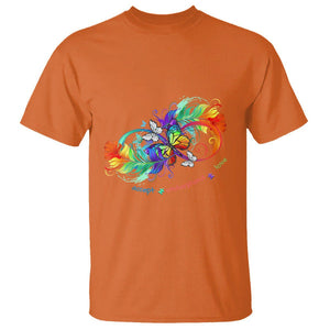 Autism Acceptance T Shirt Accept Understand Love Rainbow Infinity With Butterfly Feathers TS01 Orange Printyourwear