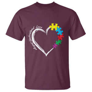 Autism Acceptance T Shirt Accept Understand Love Spectrum Jigsaw Puzzle Heart TS01 Maroon Printyourwear