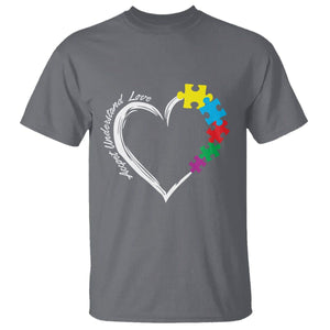 Autism Acceptance T Shirt Accept Understand Love Spectrum Jigsaw Puzzle Heart TS01 Charcoal Printyourwear