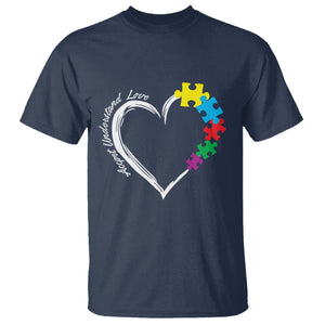 Autism Acceptance T Shirt Accept Understand Love Spectrum Jigsaw Puzzle Heart TS01 Navy Printyourwear