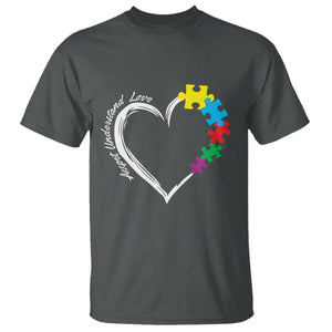 Autism Acceptance T Shirt Accept Understand Love Spectrum Jigsaw Puzzle Heart TS01 Dark Heather Printyourwear