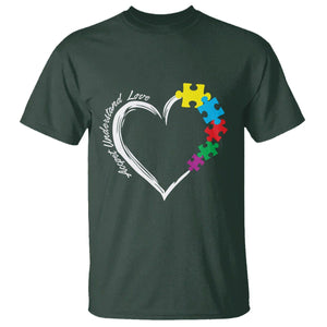 Autism Acceptance T Shirt Accept Understand Love Spectrum Jigsaw Puzzle Heart TS01 Dark Forest Green Printyourwear