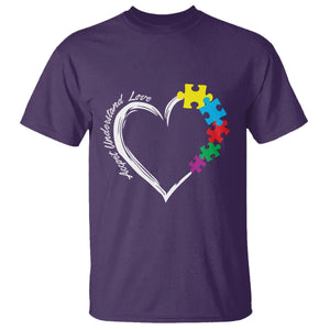 Autism Acceptance T Shirt Accept Understand Love Spectrum Jigsaw Puzzle Heart TS01 Purple Printyourwear