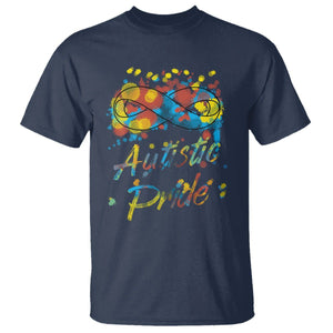 Autism Acceptance T Shirt Autistic Pride Support Rainbow Infinity Symbol TS02 Navy Printyourwear