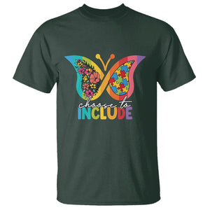 Autism Acceptance T Shirt Choose To Include Spectrum Neurodiversity Floral Butterfly TS02 Dark Forest Green Printyourwear