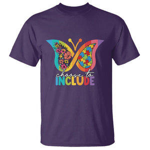 Autism Acceptance T Shirt Choose To Include Spectrum Neurodiversity Floral Butterfly TS02 Purple Printyourwear