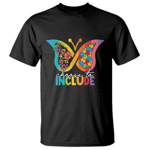 Autism Acceptance T Shirt Choose To Include Spectrum Neurodiversity Floral Butterfly TS02 Black Printyourwear