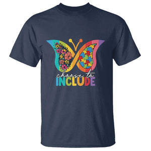 Autism Acceptance T Shirt Choose To Include Spectrum Neurodiversity Floral Butterfly TS02 Navy Printyourwear