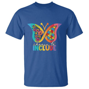 Autism Acceptance T Shirt Choose To Include Spectrum Neurodiversity Floral Butterfly TS02 Royal Blue Printyourwear