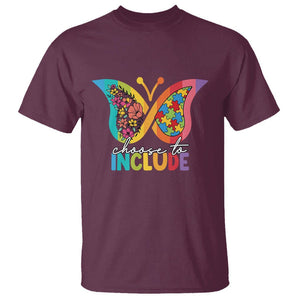 Autism Acceptance T Shirt Choose To Include Spectrum Neurodiversity Floral Butterfly TS02 Maroon Printyourwear