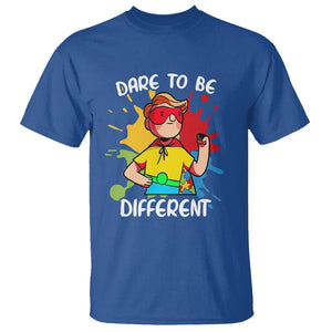 Autism Acceptance T Shirt Dare To Be Different Love Support Autistic Boys TS02 Royal Blue Printyourwear