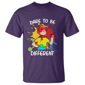 Autism Acceptance T Shirt Dare To Be Different Love Support Autistic Boys TS02 Purple Printyourwear