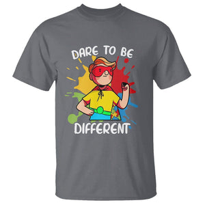 Autism Acceptance T Shirt Dare To Be Different Love Support Autistic Boys TS02 Charcoal Printyourwear