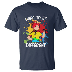 Autism Acceptance T Shirt Dare To Be Different Love Support Autistic Boys TS02 Navy Printyourwear