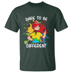 Autism Acceptance T Shirt Dare To Be Different Love Support Autistic Boys TS02 Dark Forest Green Printyourwear