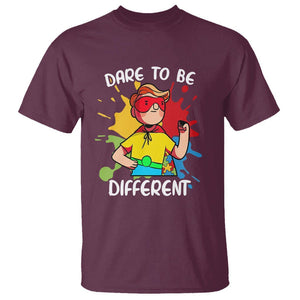 Autism Acceptance T Shirt Dare To Be Different Love Support Autistic Boys TS02 Maroon Printyourwear