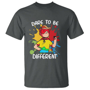 Autism Acceptance T Shirt Dare To Be Different Love Support Autistic Boys TS02 Dark Heather Printyourwear