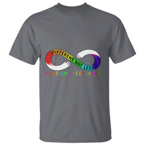 Autism Acceptance T Shirt Different Not Less Spectrum Rainbow Infinity TS02 Charcoal Printyourwear