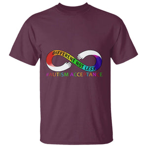 Autism Acceptance T Shirt Different Not Less Spectrum Rainbow Infinity TS02 Maroon Printyourwear