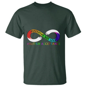 Autism Acceptance T Shirt Different Not Less Spectrum Rainbow Infinity TS02 Dark Forest Green Printyourwear