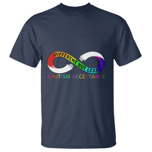 Autism Acceptance T Shirt Different Not Less Spectrum Rainbow Infinity TS02 Navy Printyourwear