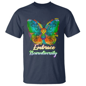 Autism Acceptance T Shirt Embrace Neurodiversity Rainbow Spectrum TS02 Navy Printyourwear