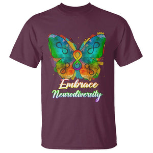 Autism Acceptance T Shirt Embrace Neurodiversity Rainbow Spectrum TS02 Maroon Printyourwear