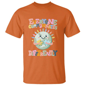 Autism Acceptance T Shirt Everyone Communicates Differently Embrace Autism Be Kind TS01 Orange Printyourwear