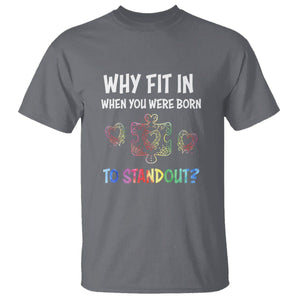 Autism Acceptance T Shirt Why Fit In When You Were Born To Stand Out Puzzle Piece Heart TS02 Charcoal Printyourwear