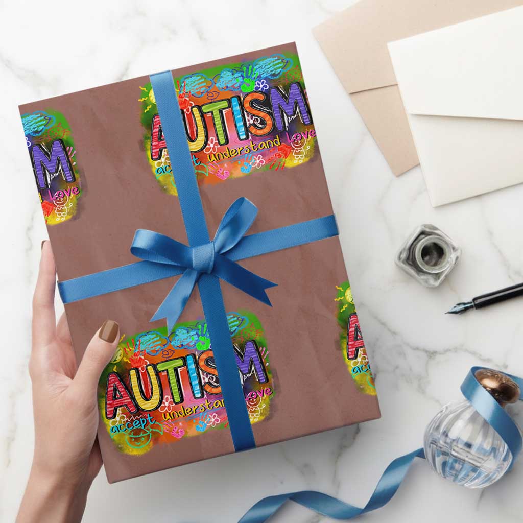 Autism Acceptance Wrapping Paper Roll Accept Understand Love Autistic Support TS02 Mocha Print Your Wear