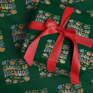 Autism Acceptance Wrapping Paper Roll Choose To Include Inclusion Matters TS02 Green Print Your Wear