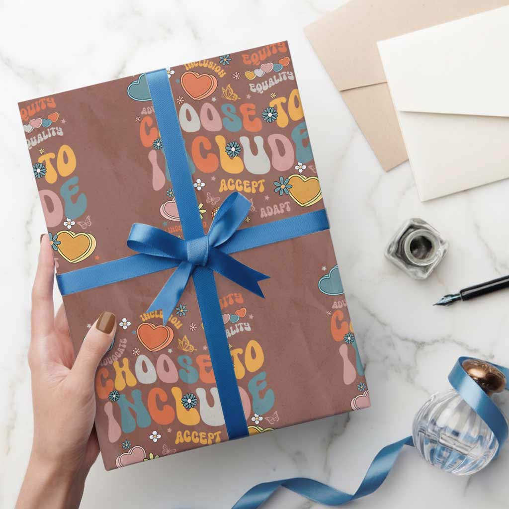 Autism Acceptance Wrapping Paper Roll Choose To Include Inclusion Matters TS02 Mocha Print Your Wear