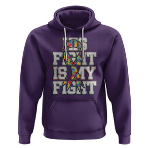 Autism Awarenees Hoodie His Fight Is My Fight Puzzle Ribbon TS01 Purple Printyourwear